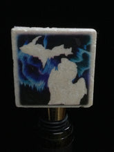 Load image into Gallery viewer, Northern Lights Background MI Tile Wine Stopper by Ravaged Barn
