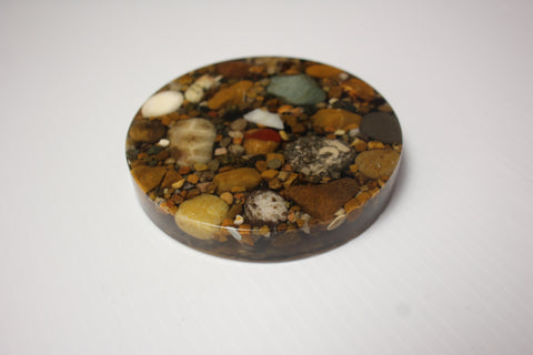 Mi Beach Rocks Natural Stone and Resin Cork Coaster