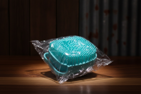 Dog Shampoo Brush in Blue by Almosta Bee Farm