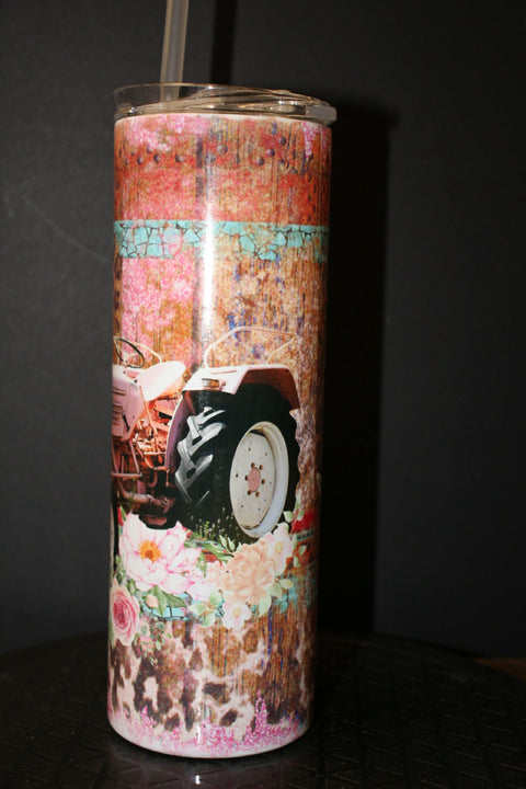 Girl Farmer - Pink Tractor Tumbler