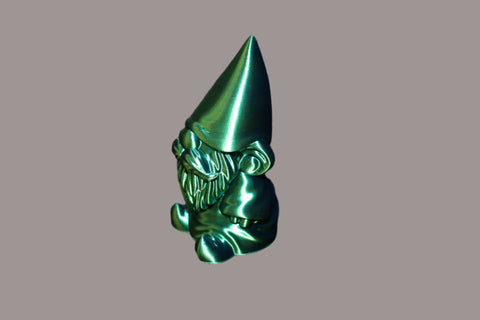 Mini Metallic Green Gnome – 3D Printed Decorative Figurine