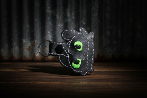 Midnight Dragon Eyes Keychain – Faux Leather