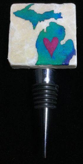 MI Heart Wine Stopper by Ravaged Barn