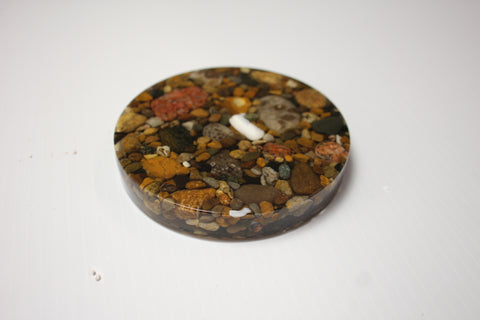 Mi Beach Rocks Natural Stone and Resin Cork Coaster