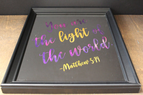 Framed "You Are the Light of the World" Matthew 5:14 Wall Art Mirror