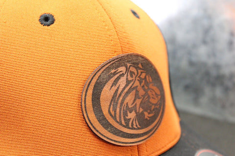 Youth Burnt Orange Tiger Leather Patch Flexfit Hat