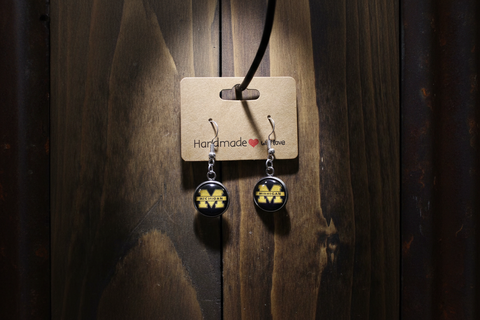 Handmade University of Michigan Logo Earrings with Silver-Tone Finish
