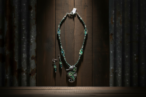 Outrageously Millie Abalone Seahorse Necklace and Earring Set
