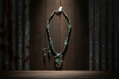 Outrageously Millie Abalone Seahorse Necklace and Earring Set