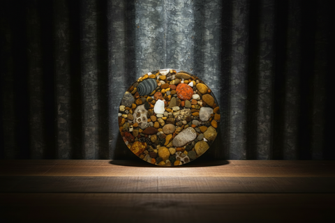 Mi Beach Rocks Natural Stone and Resin Cork Coaster