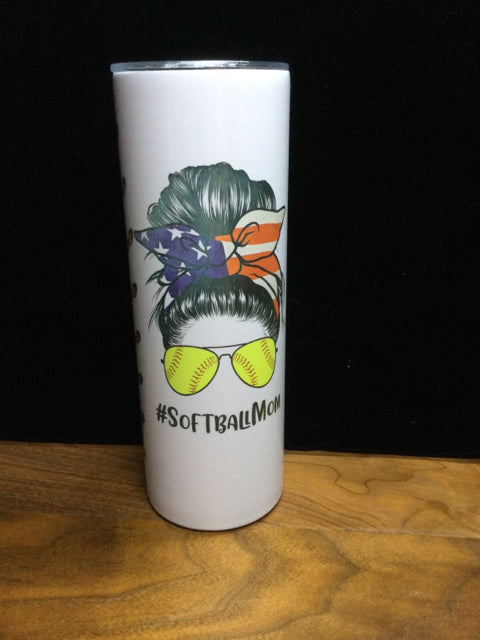 Softball Mom Skinny Tumbler by Ravaged Barn