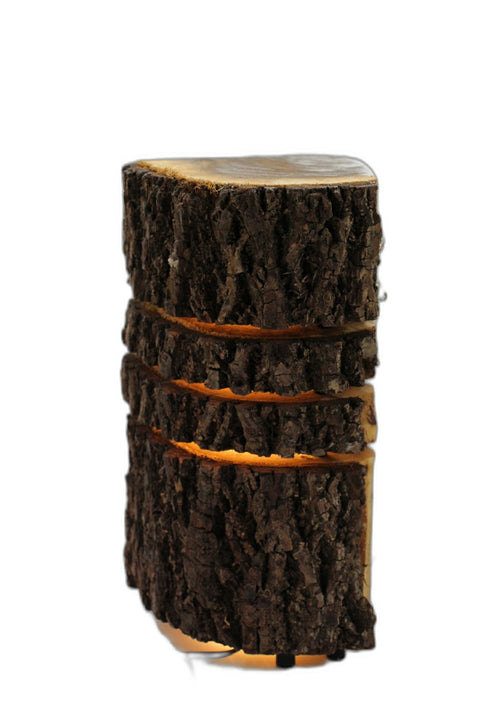 Finished Rustic Log Creations Bark Edge Split Glow Lamp