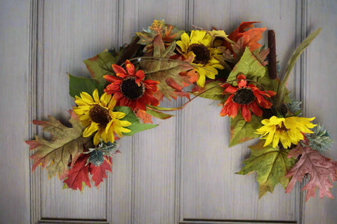 Fall Sunflower Crescent Wreath