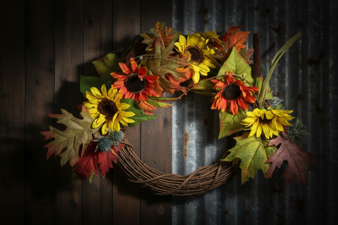 Fall Sunflower Crescent Wreath