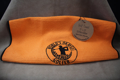 World’s Okayest Golfer Towel – by Suki B’s - Orange