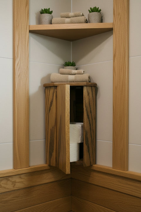 Michigan Made Natural Oak Toilet Paper Cabinet