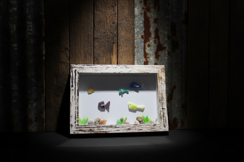 Rustic School of Fish Sea Glass Art by Art by Amy