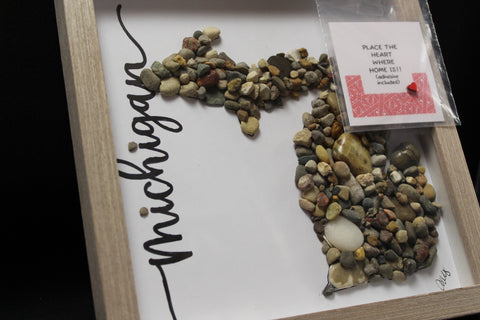 Michigan Stone Map Shadow Box Art by Art By Amy