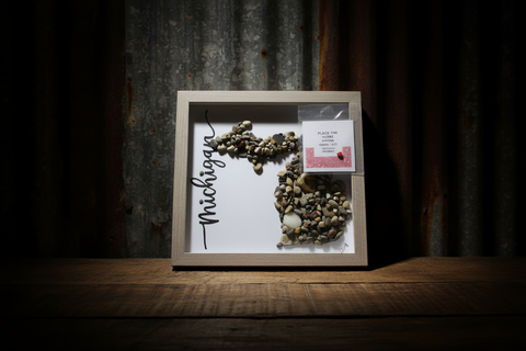 Michigan Stone Map Shadow Box Art by Art By Amy