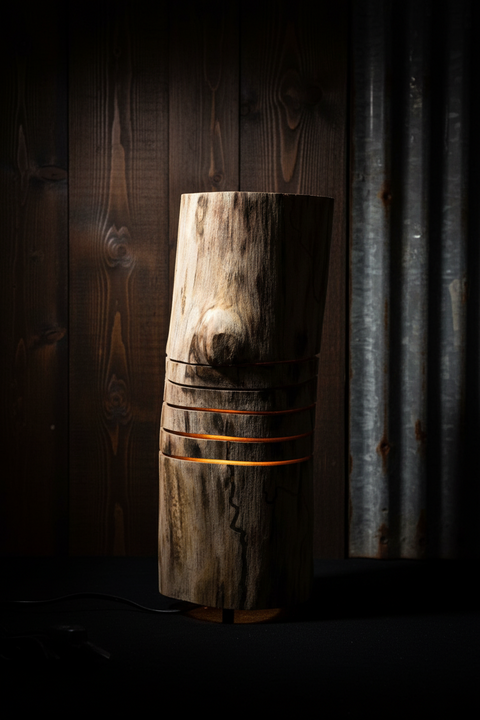 Unfinished Walnut Rustic Yellow Lamp Light  Decorative Pieces