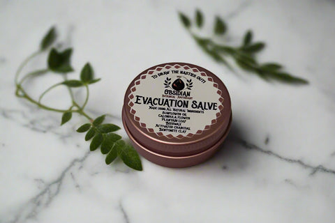 Obsidian Evacuation "Drawing" Salve in Rose Gold Tin – Natural Herbal Formula