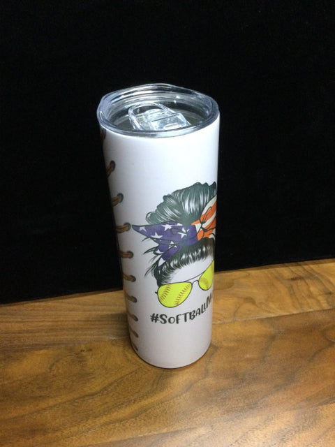 Softball Mom Skinny Tumbler by Ravaged Barn