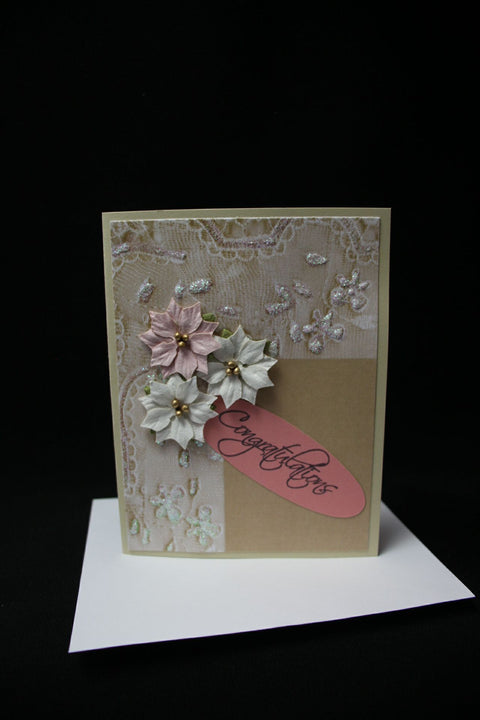 Pink Paper Studios Congratulations Card With Lace and Florals