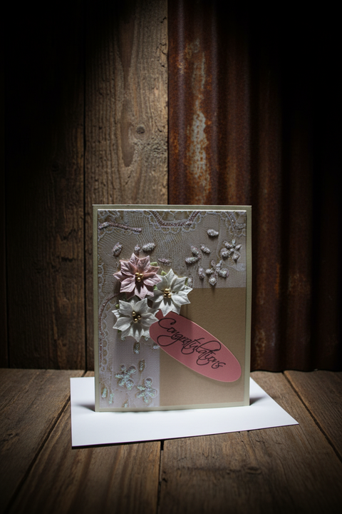 Pink Paper Studios Congratulations Card With Lace and Florals