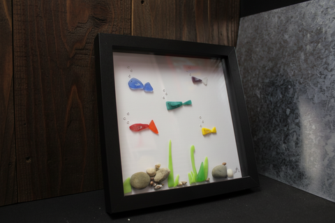Colorful Sea Glass Fish Underwater Scene by Art by Amy