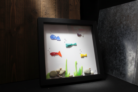 Colorful Sea Glass Fish Underwater Scene by Art by Amy