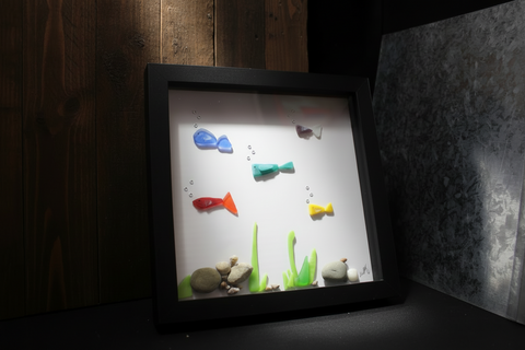 Colorful Sea Glass Fish Underwater Scene by Art by Amy