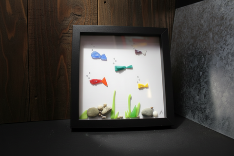 Colorful Sea Glass Fish Underwater Scene by Art by Amy