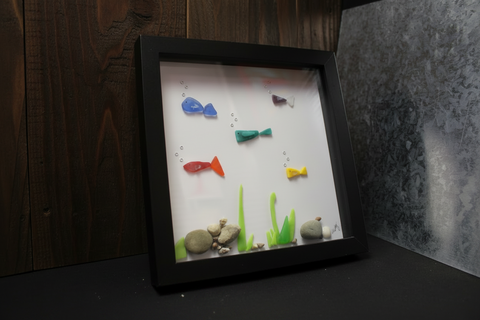 Colorful Sea Glass Fish Underwater Scene by Art by Amy