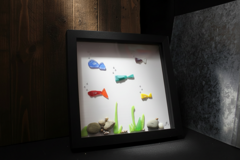 Colorful Sea Glass Fish Underwater Scene by Art by Amy
