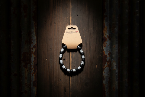 Black & White Beaded Stretch Bracelet