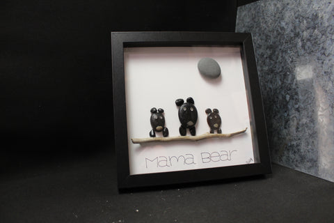 Mama Bear Family Pebble Art by Amy
