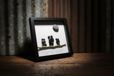 Mama Bear Family Pebble Art by Amy