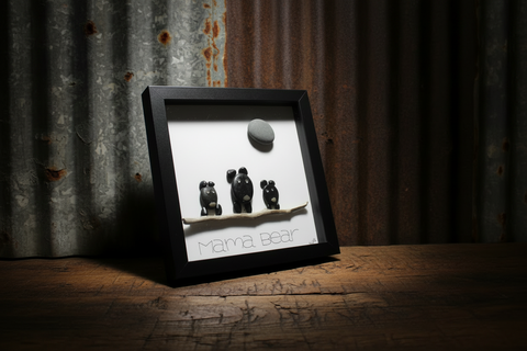 Mama Bear Family Pebble Art by Amy