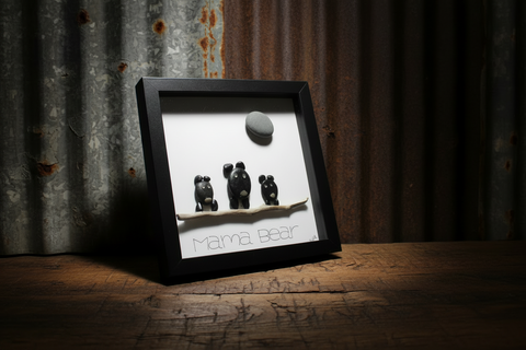 Mama Bear Family Pebble Art by Amy