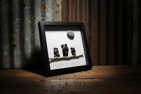 Mama Bear Family Pebble Art by Amy