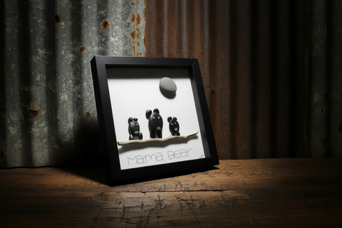 Mama Bear Family Pebble Art by Amy