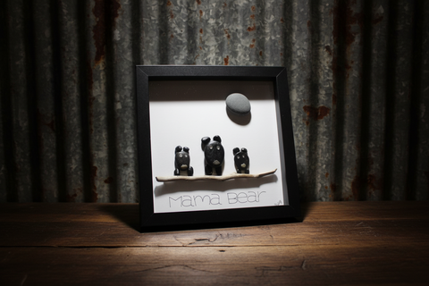 Mama Bear Family Pebble Art by Amy