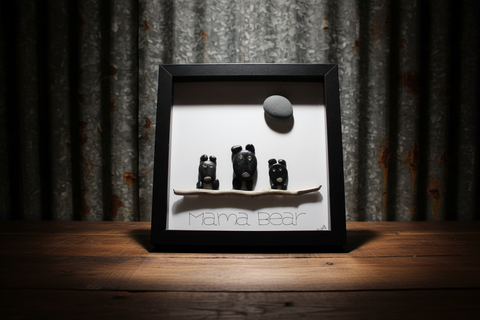 Mama Bear Family Pebble Art by Amy