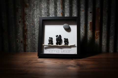 Mama Bear Family Pebble Art by Amy