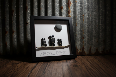 Mama Bear Family Pebble Art by Amy