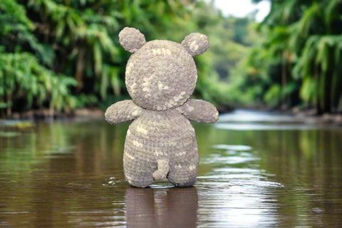 Handmade Speckled Hippo Plush – Gray and White Softie by Pillows and Plush