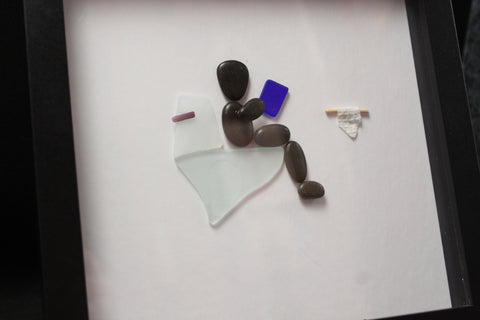 Pebble Stone Bathroom Shadow Box Art by Art by Amy