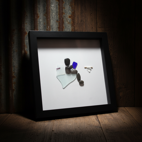 Pebble Stone Bathroom Shadow Box Art by Art by Amy