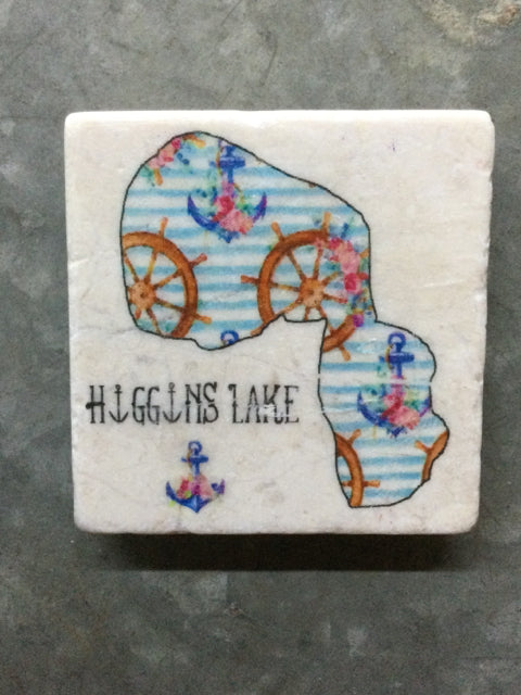 Higgins Lake Magnet Tile by Ravaged Barn