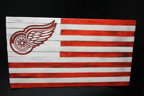 Detroit Red Wings Wooden Wall Flag